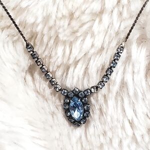 Gunmetal Blue Jeweled Necklace
